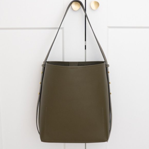 Jolina Leather Bucket Tote - Olive - Picture 6 of 12